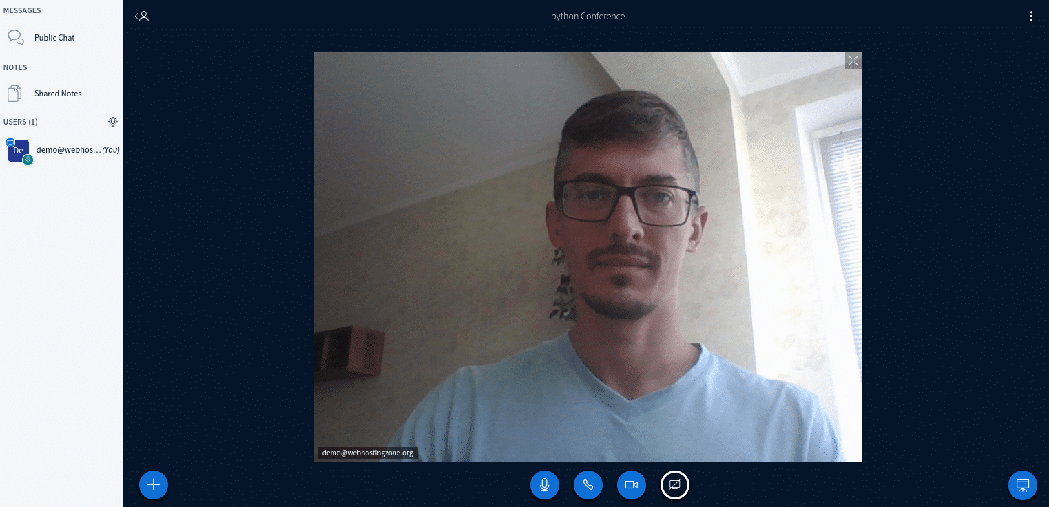 BigBlueButton conference with webcam shared