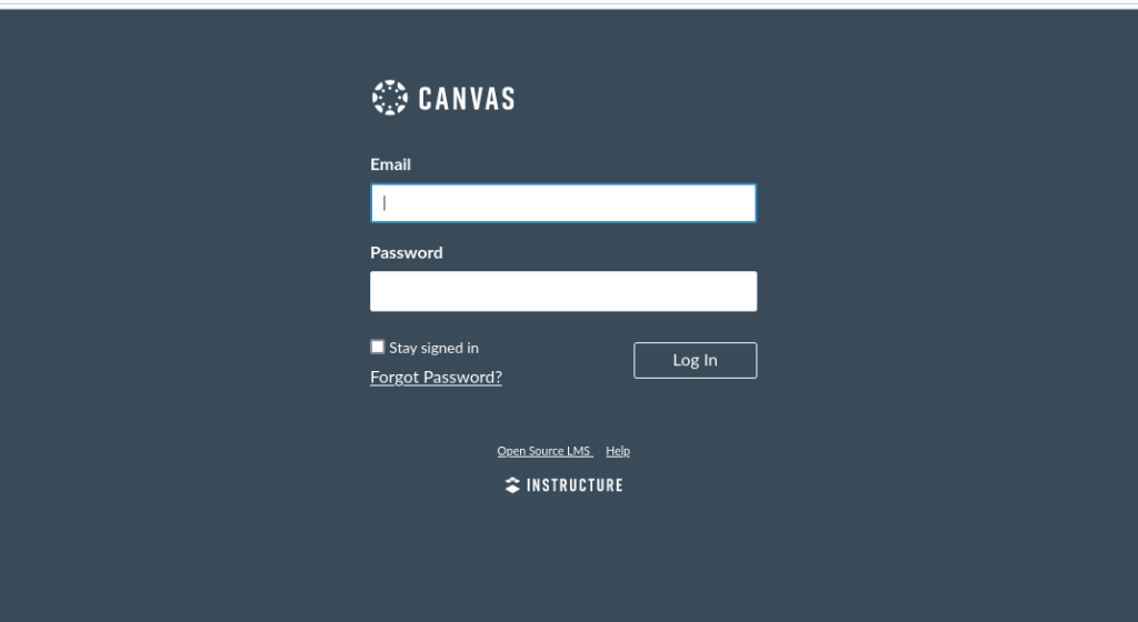 canvas lms login page after successful canvas installation