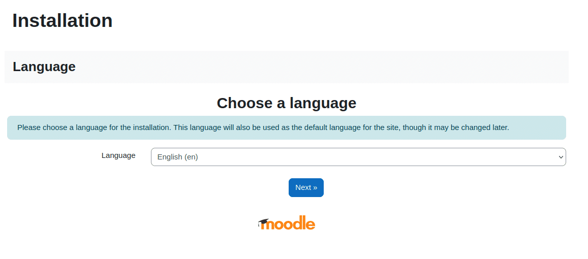 choosing a language of moodle during installation