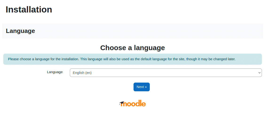 elegir un idioma de moodle durante la instalación