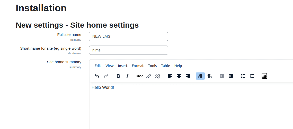 configure moodle site settings