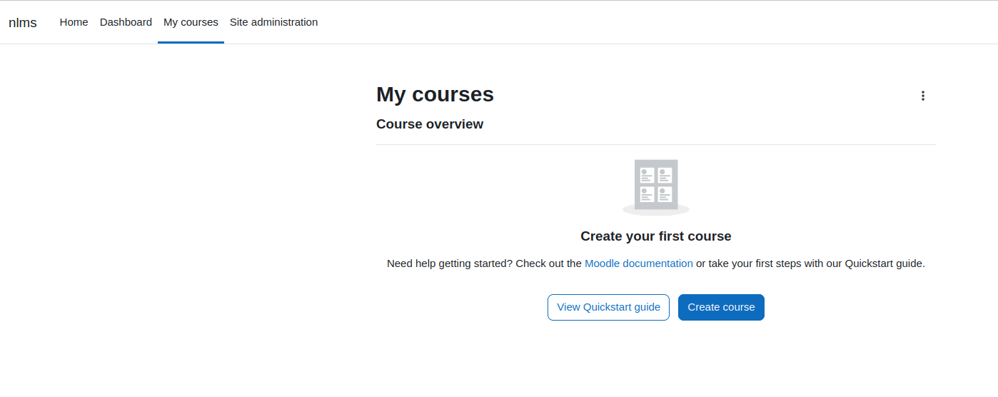 my courses tab in fresh installed moodle site