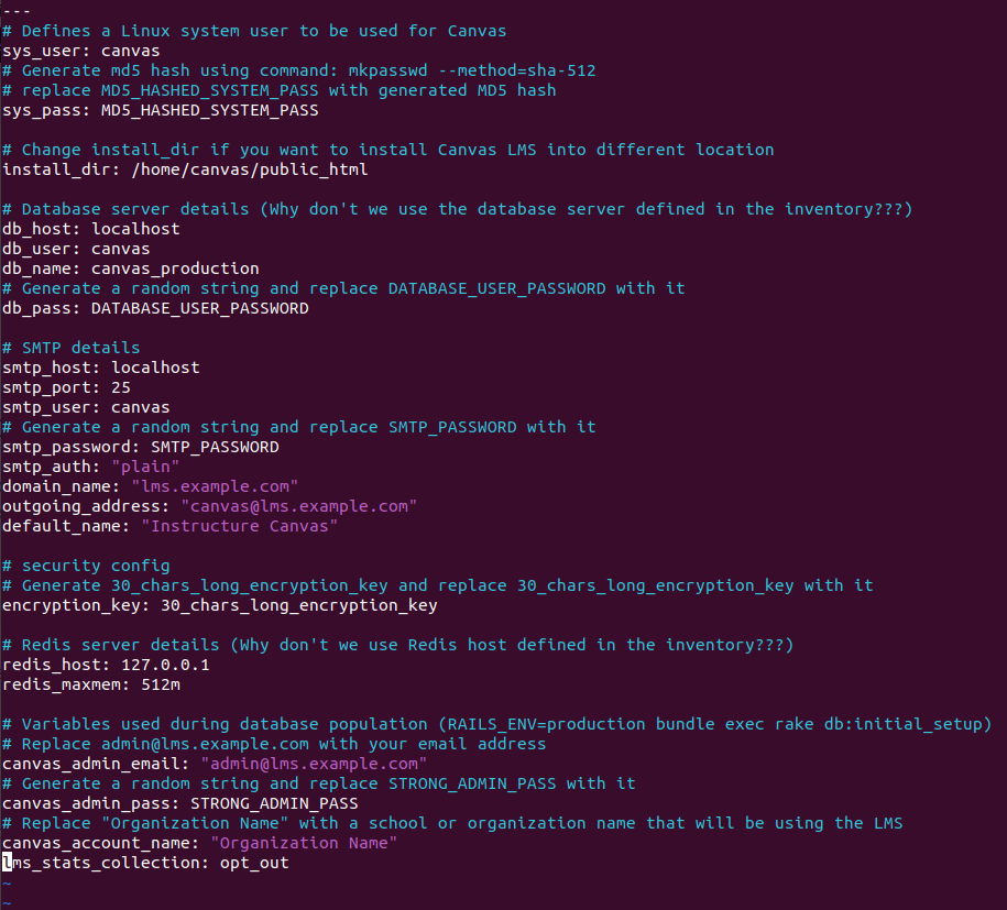 variables file for ansible playbook