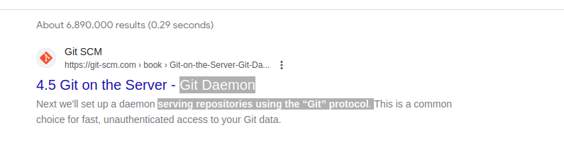 search results for git deamon